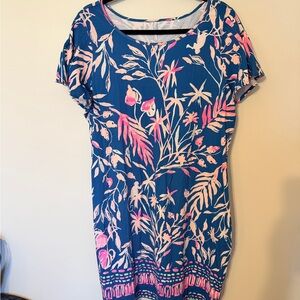 Lilly Pulitzer Blue Floral Swim Cover-Up with Pink Accents